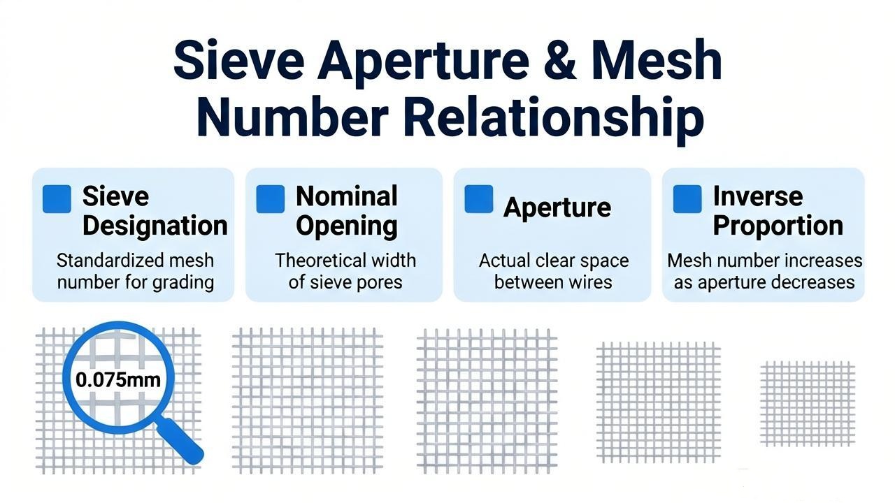 ASTM E11 sieve apertures and designations