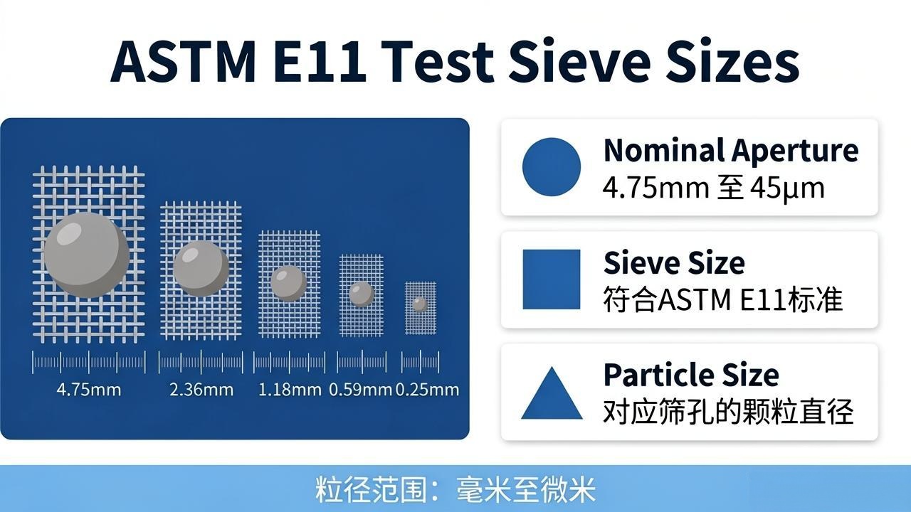 ASTM E11 sieve sizes and nominal aperture comparison