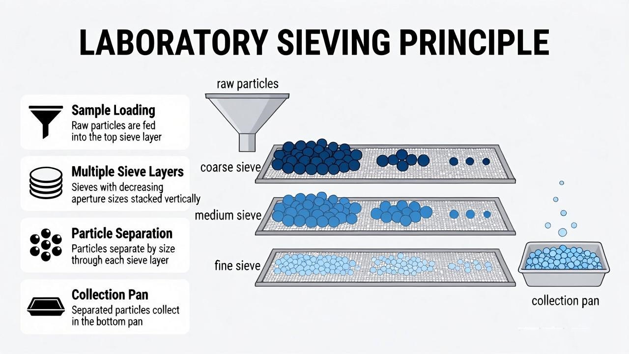 Multi-layer sieve analysis and particle separation principle
