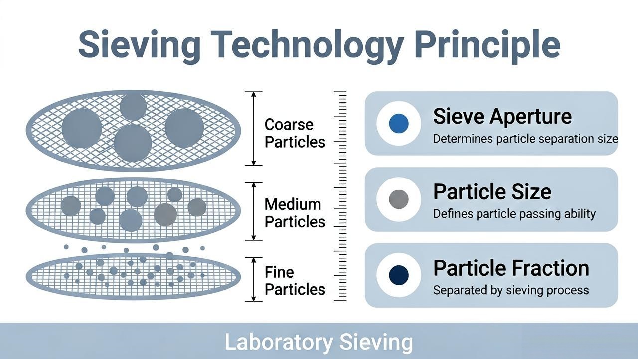 Sieve aperture and particle size separation diagram