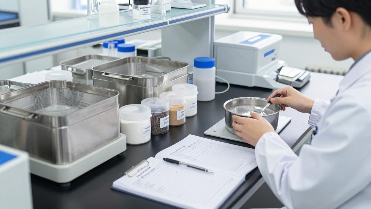 Particle size analysis laboratory testing with test sieves