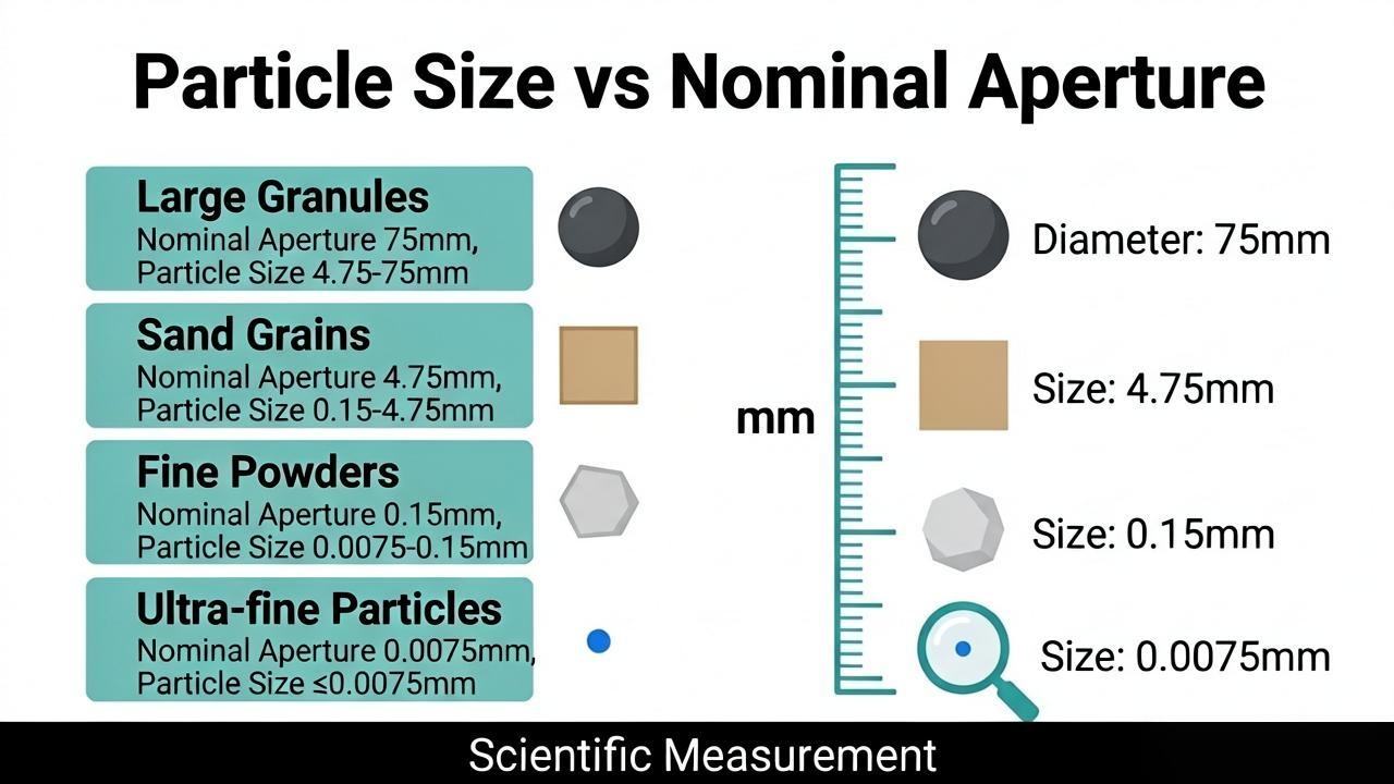 nominal aperture and particle size comparison