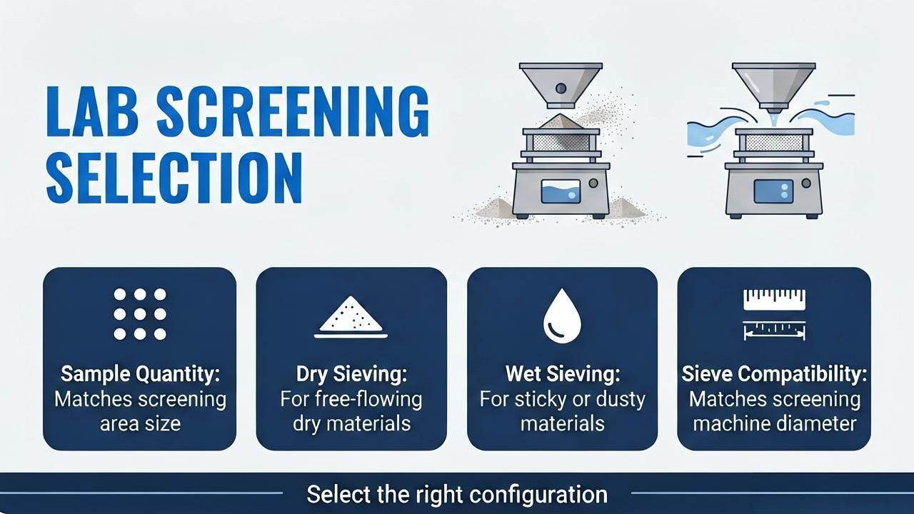 Sample quantity dry wet sieving and sieve compatibility
