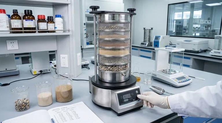 Laboratory sieve shaker for powder and granular material screening