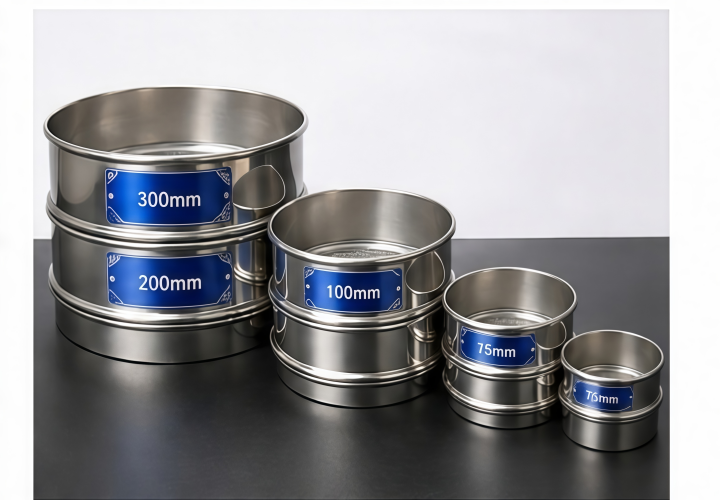 stainless steel test sieve diameters 75mm 100mm 200mm and 300mm