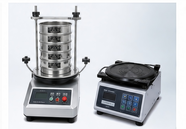 stainless steel test sieve stack used with laboratory sieve shaker