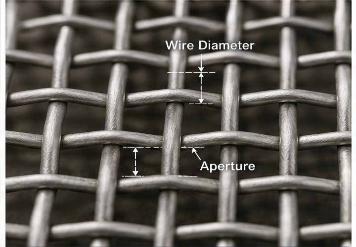 woven wire mesh test sieve aperture close-up