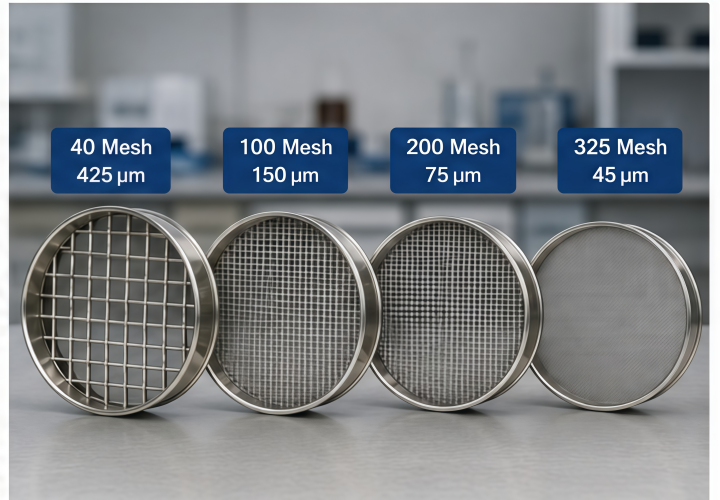test sieve mesh sizes and aperture comparison