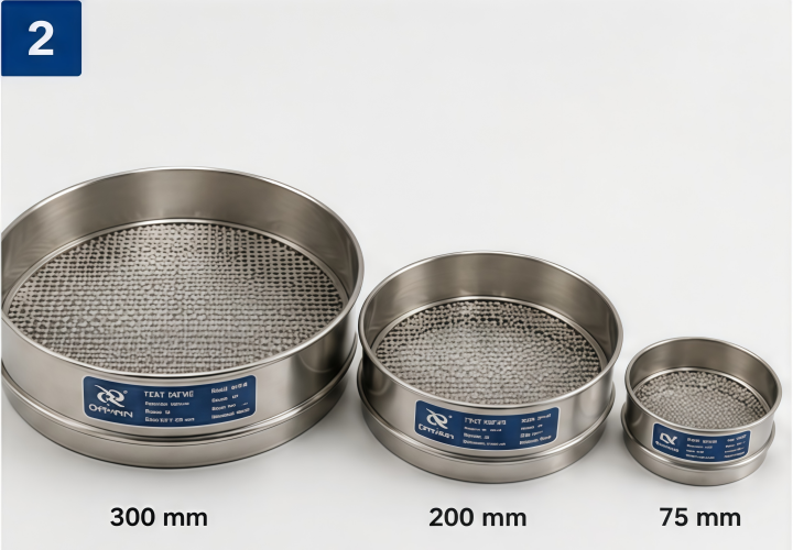 Wire Mesh Test Sieve in different sieve diameters