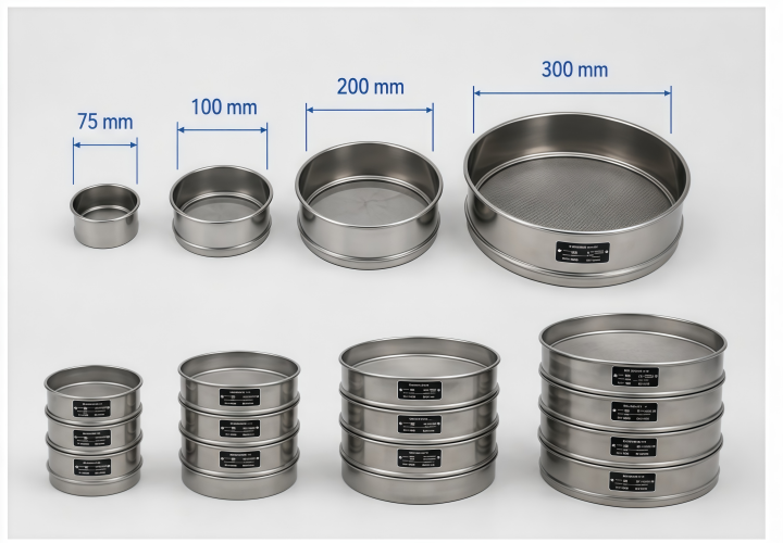 laboratory test sieve diameter and sieve stack