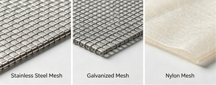 stainless steel galvanized nylon mesh soil sieve material comparison